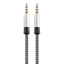 NÖRDIC Audiokabel 4polig 3,5mm hane till hane 3m silver AUX kabel TRRS mikrofonkabel