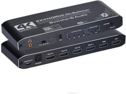NÖRDIC HDMI Splitter 2-4 äänenpoistolla 4K60Hz HDCP2.2 HDR 3D