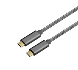 NÖRDIC 1m USB-C til C USB-kabel USB3.1 Gen2 opladning på Power Delivery 100W 10 Gbps 5A med Emarker, Nylon Flettet plads grå