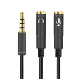 NÖRDIC audiosovitin 3,5 mm sovitin mikrofonille ja kuulokkeille, 30 cm, TRRS–2x TRS