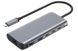 NÖRDIC 1 till 6 USB-C dockningsstation 1xHDMI 8K60Hz 4K120Hz 2xUSB-C 10G 1xUSB-A 10G 1xRJ45100W PD3.0 Macbook M1 M2 Thunderbolt 3 4 USB4