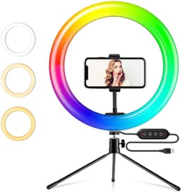 RGB LED -rengasvalo, halkaisija 30 cm, matkapuhelinjalusta, 5:ssä portaassa himmennettävät 19 valoa, selfie-lamppu, rengasvalo