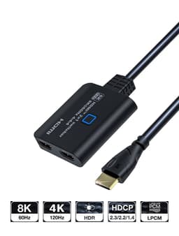 NÖRDIC HDMI 2.1 -kytkin 2 - 1 8K60Hz 4K120Hz 48Gbps HDR HDCP2.3 Surround 7.1 CEC
