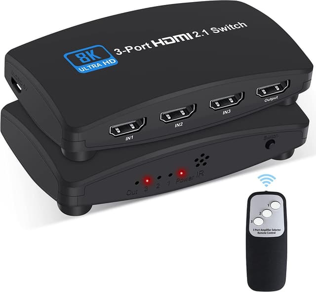 NÖRDIC HDMI 2.1-svitsj 3 til 1 8K60Hz 4K120Hz 48Gbps HDR