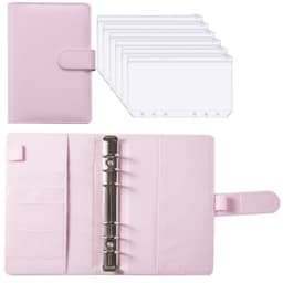 A6 notatbokperm med 8 stk permlomme 6-hulls Rosa