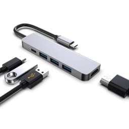5 i 1 Typ C Hub Dock Adapter Grå