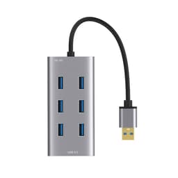 7 i 1 USB Hub 3.0 7-Port 5V Grå