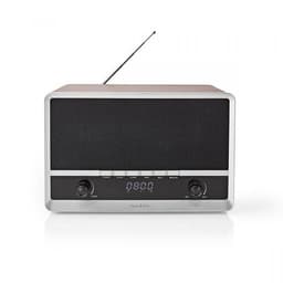 Nedis FM-radio | Borddesign | AM / FM | Batteri / USB Drevet | Digital | 12 W | Skærmstørrelse: 1.6 "" | Sort blå skærm | Vækkeur | Brun / Sort