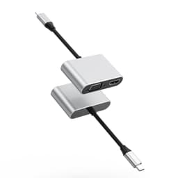 2 i 1 Typ C Hub Dock Adapter Grå