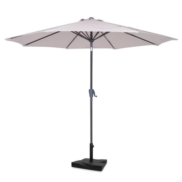 VONROC Premium Parasol Recanati Ø300cm sæt – Inkl. Betonfod 20 kg - Vippefunktion - UV-resistent stof - Beige - Inkl. Betræk