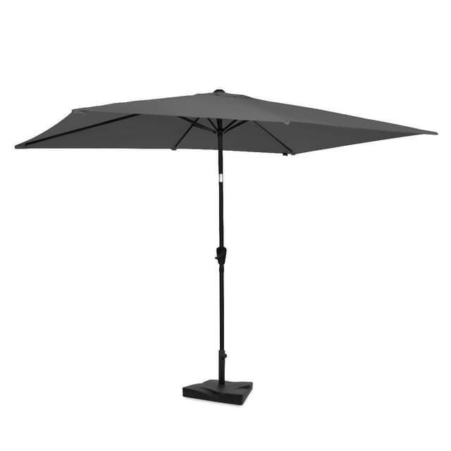 VONROC Premium Parasol Rapallo 200x300cm – Kombisæt inkl. Beton fod 20 kg. - Slidstærk parasol – Vippefunktion - UV-resistent stof - Grå - Inkl. betræk