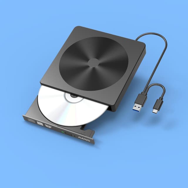 Maiwo Slim ekstern USB DVD/CD-spiller både USB-C og USB-A Ekstern optisk stasjon