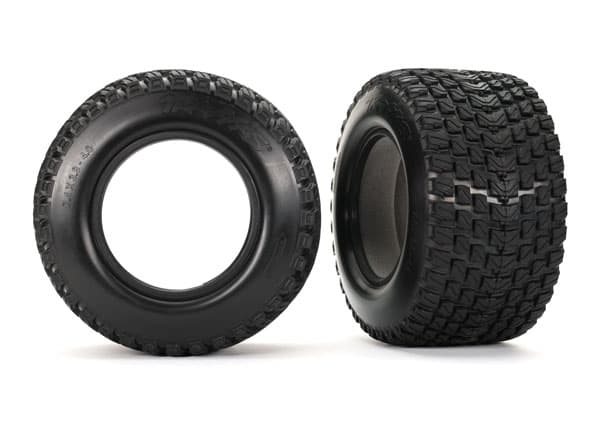 Traxxas her med dekk tilpasset Traxxas XRT og X-Maxx. Leveres 2stk uten felg, men med innlegg.