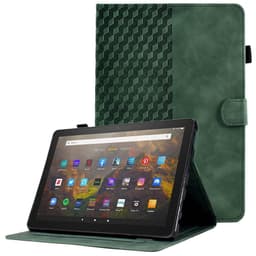 SKALO Amazon Fire HD 10/10 Plus (2021) Embossed PU-læder Flip Cover - Grøn