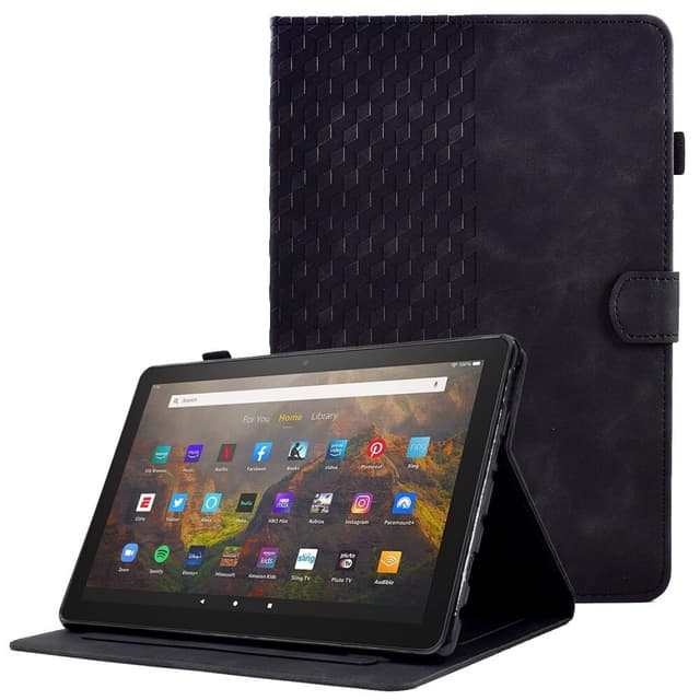 SKALO Amazon Fire HD 10/10 Plus (2021) Embossed PU-Läder Fodral - Svart