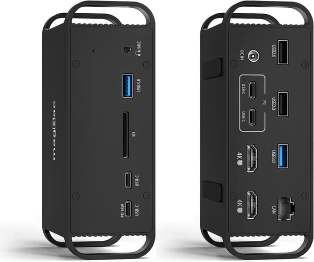 NÖRDIC 2 till 14 USB-C Macbook dockningstation dubbla monitorer 2xHDMI 4K60Hz 7xUSB 1xUSB-C PD100W 1xRJ45 1xAudio 1xSD Thunderbolt 3/4 USB4