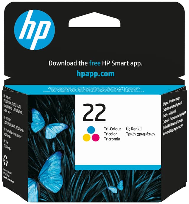 HP blekkpatron 22 Cyan Magenta Gul