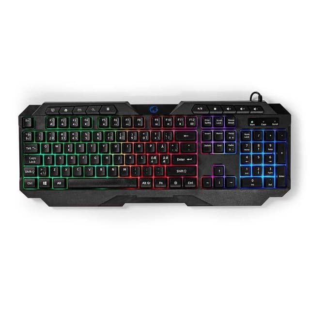 Nedis Wired Gaming Keyboard | USB Type-A | Membrantaster | LED | QWERTY | ND Layout | USB-Strøm | Strømkabel lengde: 1.30 m | Multimedia