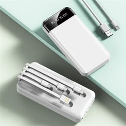 Kraftfull powerbank med LCD-skärm 20.000 mAh, Vit