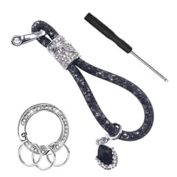 Bling strass nyckelring nyckelring med rem Sort