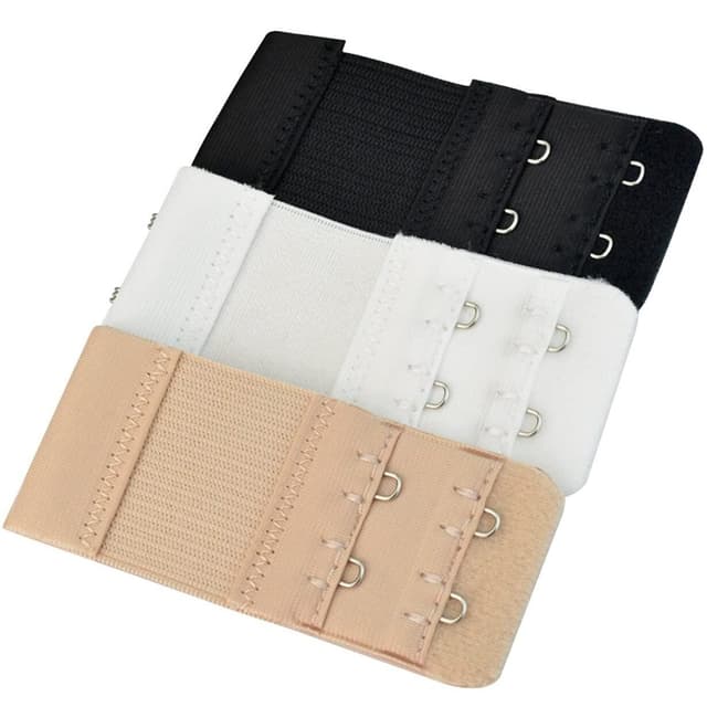 BH-forlængelse Dobbeltkrog Hvid / Sort / Beige 3-pak MultiColor