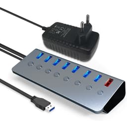 USB-jakaja USB 3.0 -keskitin 5Gbps 8-porttiset yksittäiset LED-kytkimet