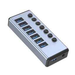 USB-splitter USB 3.0-hub 5Gbps 7-portars individuella LED på/av-brytare Grå