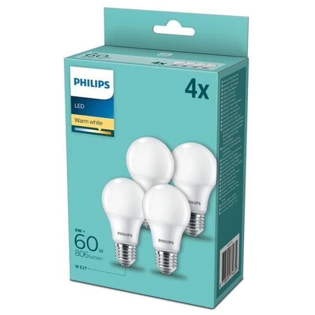 4-pack LED E27 Normal Frost 60