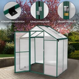 Polycarbonat Drivhus 6ft x 4ft - Grøn