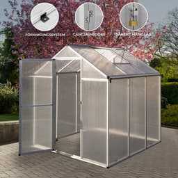 Polycarbonat Drivhus 6ft x 6ft - Sølv