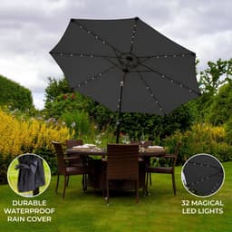 Grått 2.7m LED Lutande Parasoll