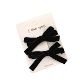 Hårklämmor i sammetsbåge 2-pack Sort