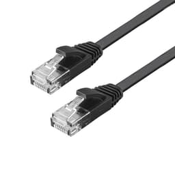 NÖRDIC Cat6 U/UTP flat nettverkskabel 7,5m 250MHz båndbredde og 10Gbps overføringshastighet svart