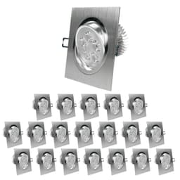 ECD Germany pakke med 20 LED-forsænkede lygter 5W 230V - kantet - 355 lumen -