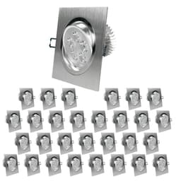 ECD Germany Pakke med 30 LED-indbyggede spotlights 5W 230V - kantet - 355 lumen