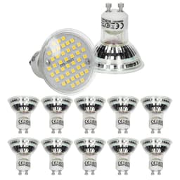 Pack av 10 GU10 LED Infälld spotlight glödlampa Ställe gral lampa 44SMD glas 3W