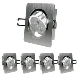 ECD Germany 5-pack LED upotettava valaisin 3W 230V - kulmikas - 245 lumen -