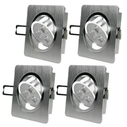 ECD Germany 4-pack LED upotettava valaisin 3W 230V kulmikas 95 x 95 mm 220