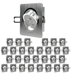 ECD Germany 30er Pack LED upotettava valonheitin 3W 230V kulmikas 95 x 95 mm