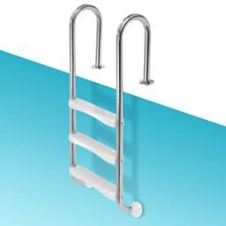 ECD Germany V2A rustfrit stål pool stigen med 3 trin, 26,5x54x130 cm, runde