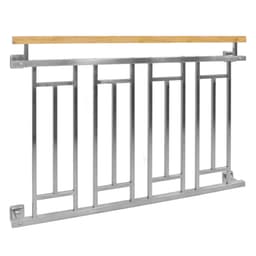 Fransk altan gelænder bar gelænder i rustfrit stål 128x90 cm træ-finish gitter
