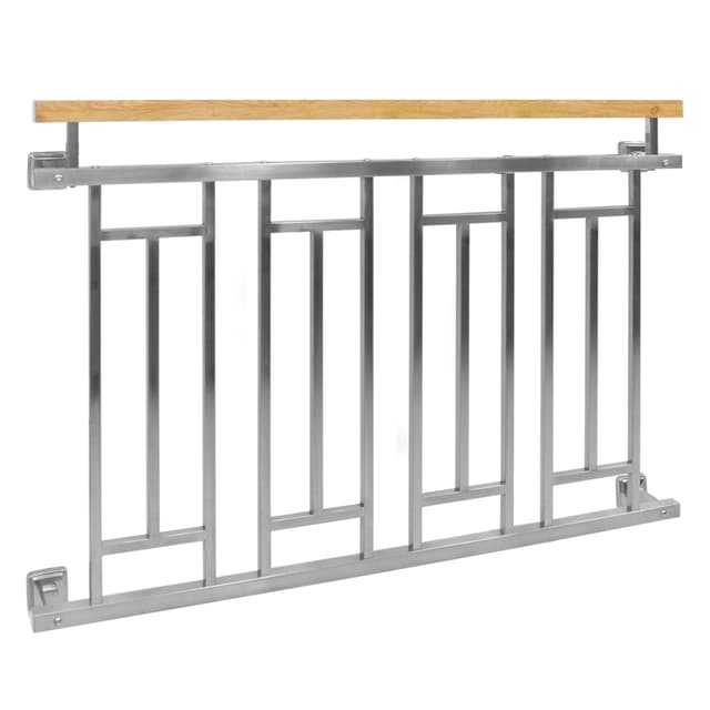 Fransk altan gelænder bar gelænder i rustfrit stål 128x90 cm træ-finish gitter