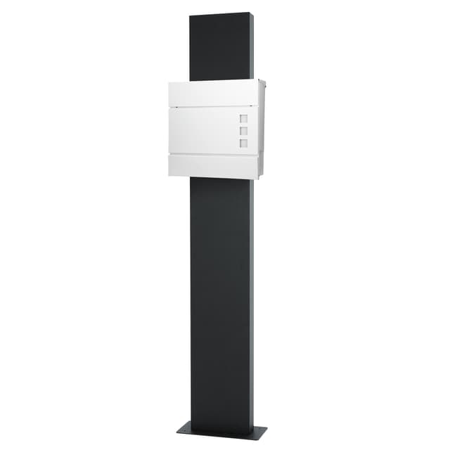 Brevkasse med avisrum 37x10,5x36,5 cm hvid/antrazit stål inkl. brevkasseholder