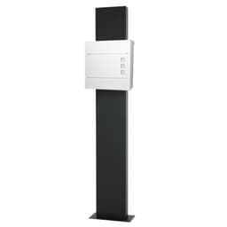 Brevkasse med avisrum 37x10,5x36,5 cm hvid/antrazit stål inkl. brevkasseholder