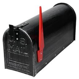 ML Design U.S. Postkasse med drejet rødt flag, retro sort, aluminium,