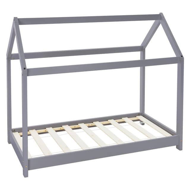ML Design COT 80x160cm med tag og slattedramme, lysegrå, boligblå til piger og