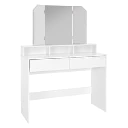 Klädbord med 3-delad fällbar spegel 100x40x140 cm vit spånskiva ML-Design