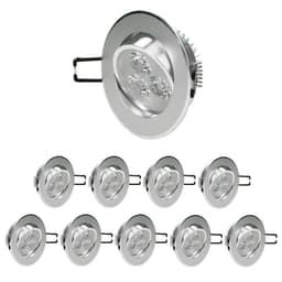 ECD Germany 10er Pack LED upotettava valaisin 3W 230V - pyöreä Ø8,5cm - 222