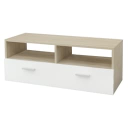 TV:n emolevy tallennustilalla 95x36x35 cm valkoinen/luonnollinen MDF