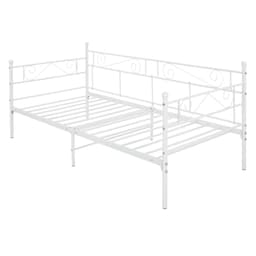 ML Design dag säng 90x200cm metall säng på stålram med huvud och fotdel, slatt
